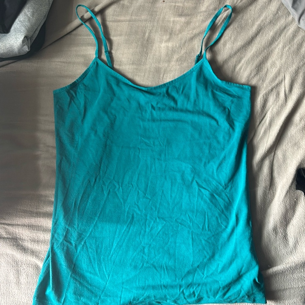 A Blue/Green tank top spaghetti straps